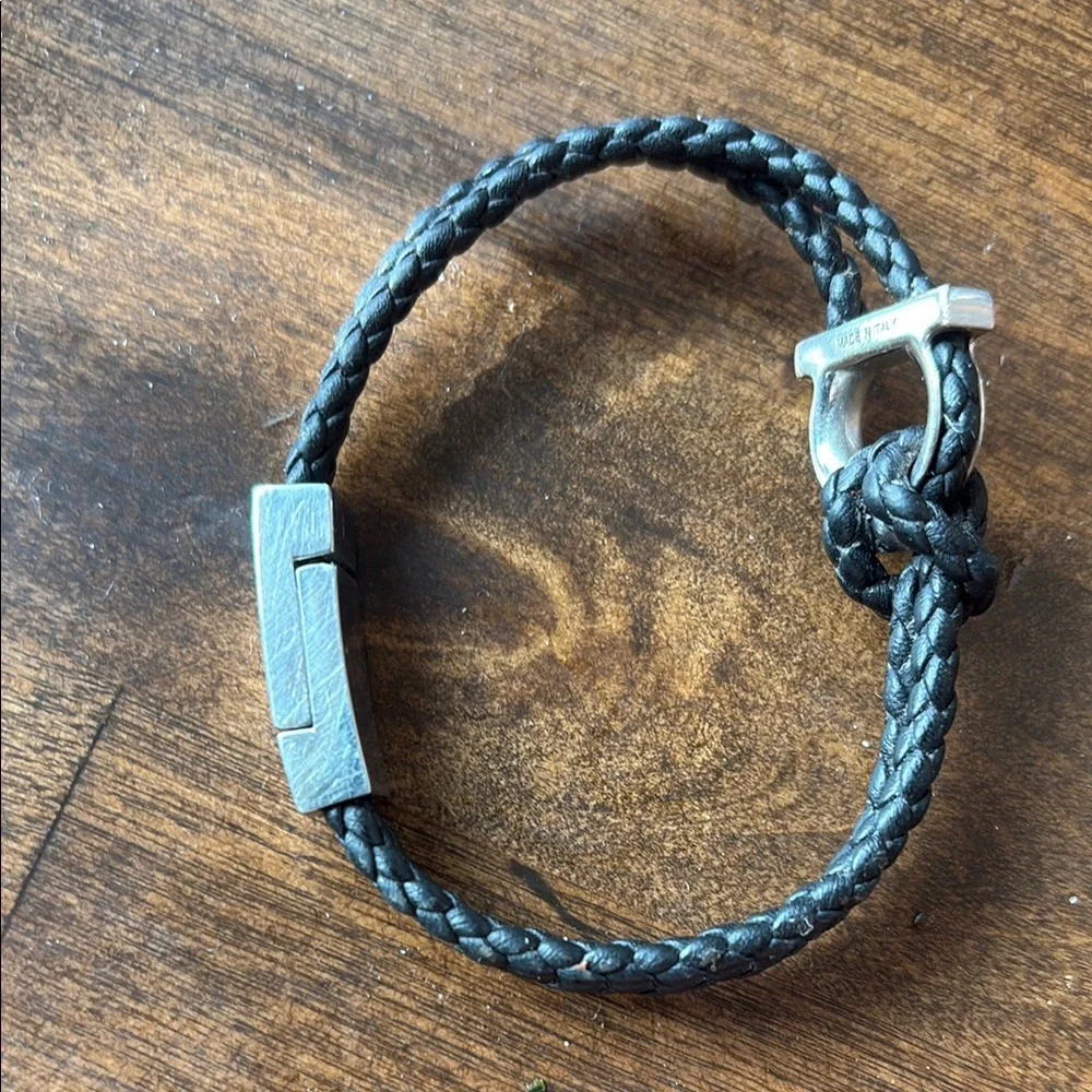 Ferragamo Black Braided Leather Bracelet - Picture 2 of 4